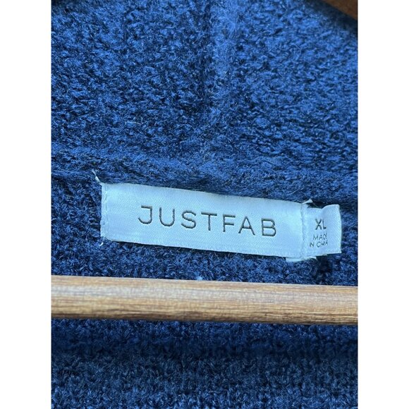 Justfab Chunky Oversized Open Front Cardigan Navy Blue Faux Mohair Fleece XL - Picture 4 of 6